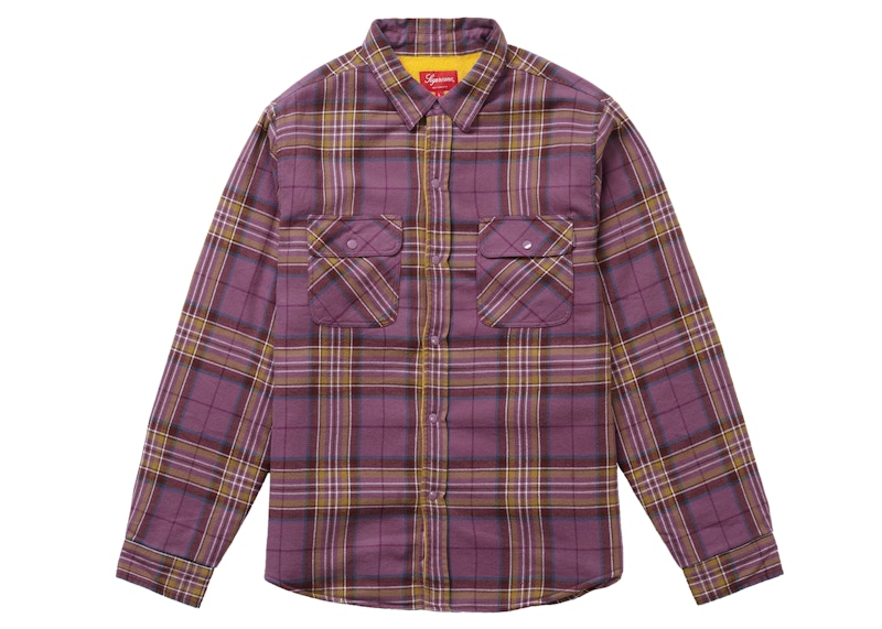 Supreme Pile Lined Plaid Flannel Shirt Dusty Purple