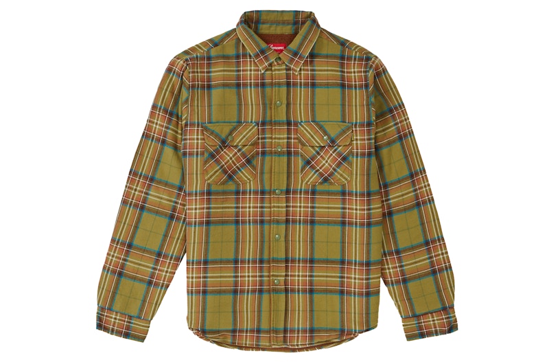 Supreme Pile Lined Plaid Flannel Shirt Olive