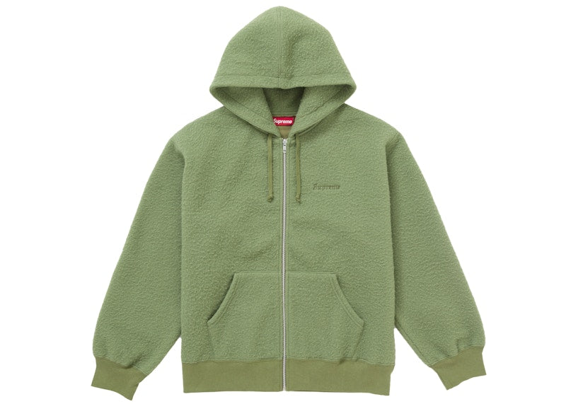 Supreme Pilled Zip Up Hooded Sweatshirt Olive