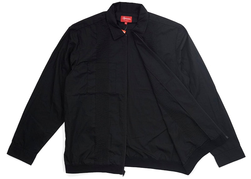 Supreme Pin Tuck Zip Up Shirt Black