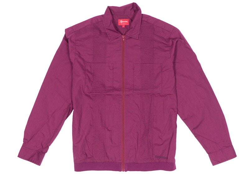 Supreme Pin Tuck Zip Up Shirt Plum