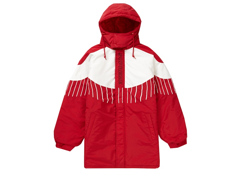 Supreme Pinstripe Panel Sports Parka Red