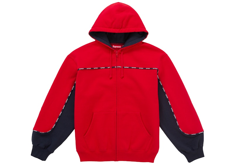 Supreme Piping Zip Up Hooded Sweatshirt Red