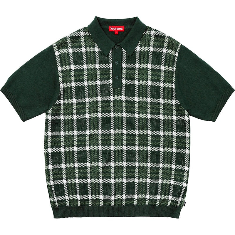 Supreme Plaid Knit Polo Dark Green