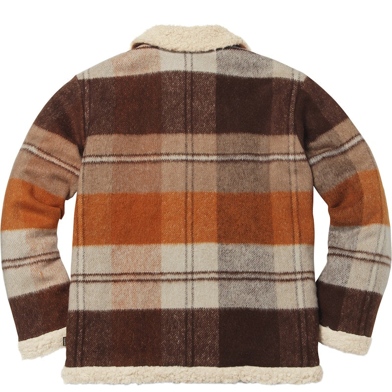 Supreme Plaid Shearling Bomber Brown Plaid