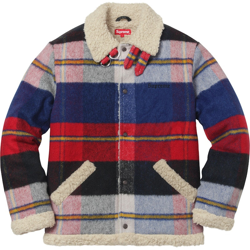 Supreme Plaid Shearling Bomber Red Plaid