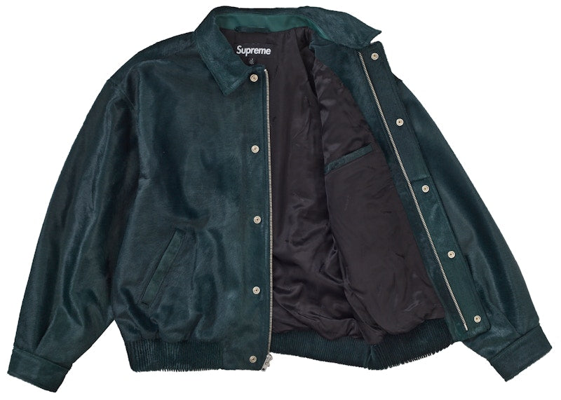 Supreme Ponyhair Varsity Jacket Green