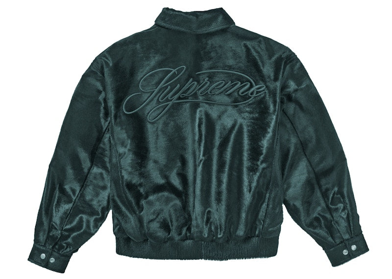 Supreme Ponyhair Varsity Jacket Green