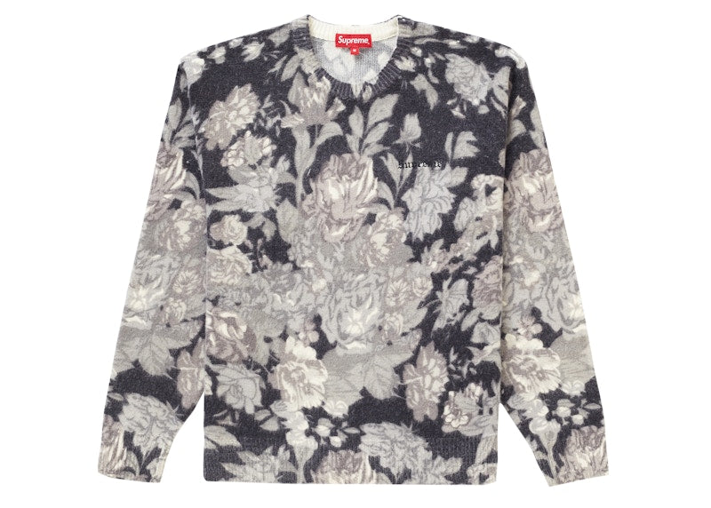 Supreme Printed Floral Angora Sweater Black
