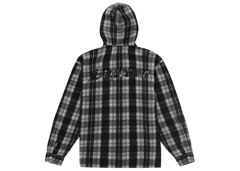 Supreme Printed Hooded Flannel Shirt Black