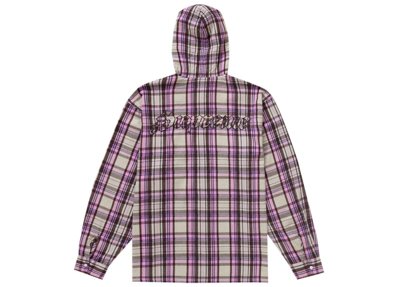 Supreme Printed Hooded Flannel Shirt Pink