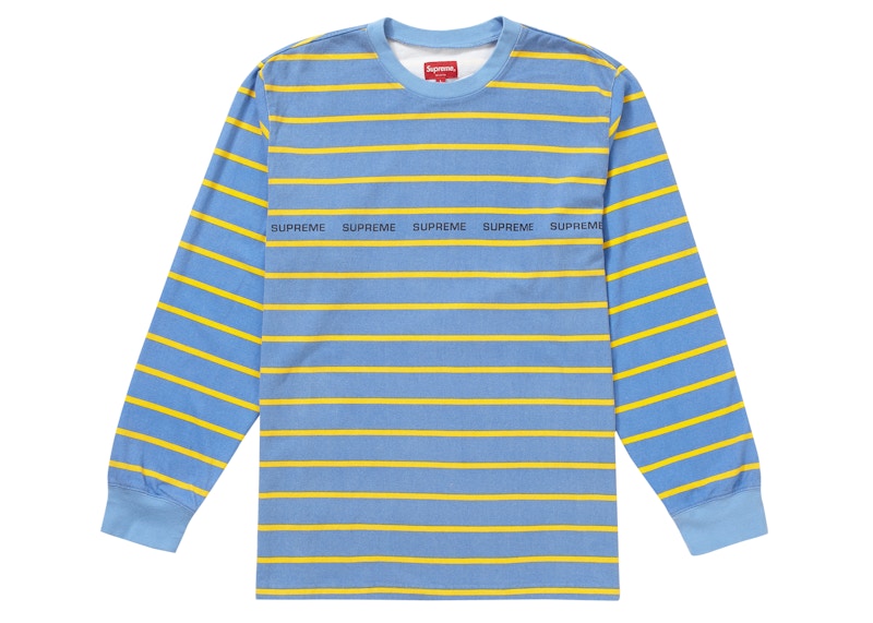 Supreme Printed Stripe Pique L/S Top Blue