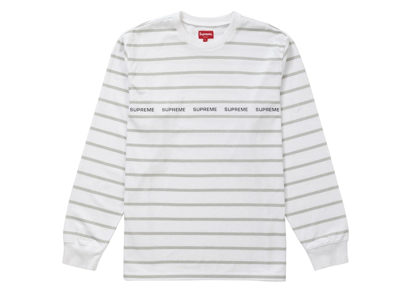 Supreme Printed Stripe Pique L/S Top White