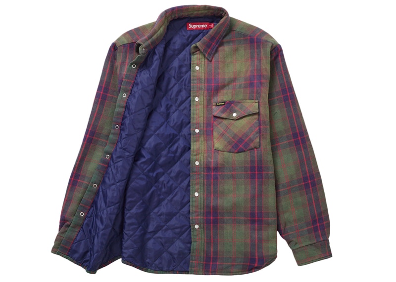 Supreme Quilted Flannel Snap Shirt Green