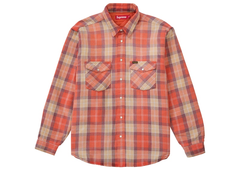 Supreme Quilted Flannel Snap Shirt Orange