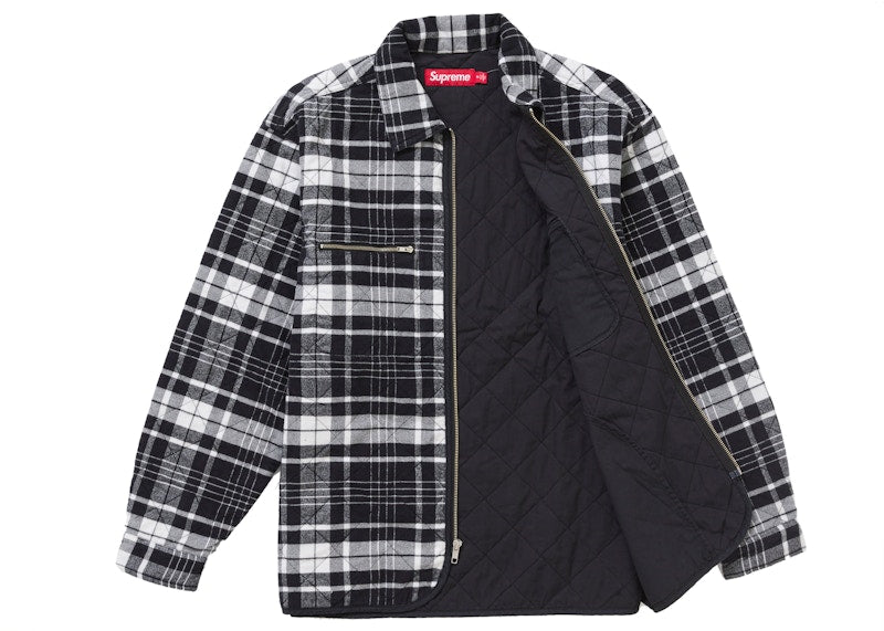 Supreme Quilted Flannel Zip Up Shirt Black