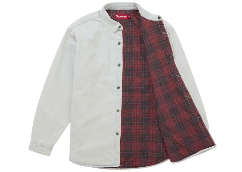 Supreme Quilted Lined Denim Snap Shirt White