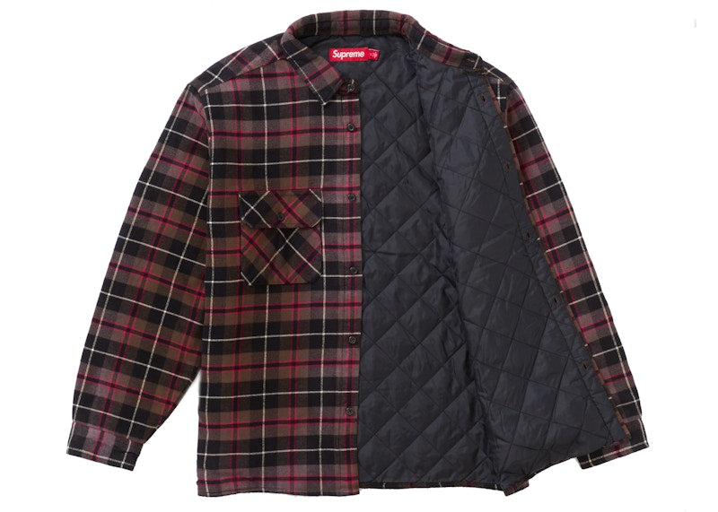 Supreme Quilted Plaid Shirt Grey
