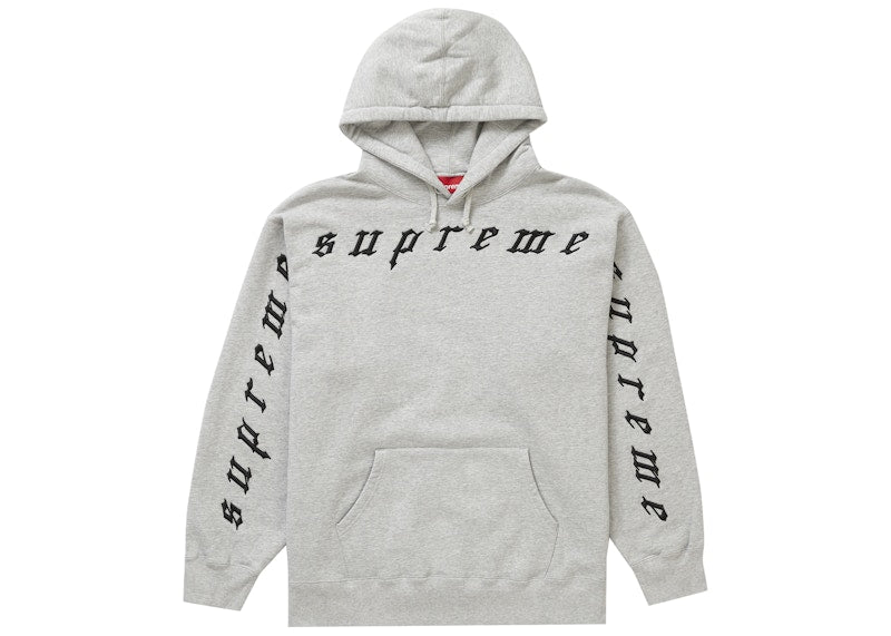 Supreme Raised Embroidery Hooded Sweatshirt Heather Grey
