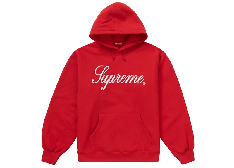 Supreme Raised Script Hooded Sweatshirt Red