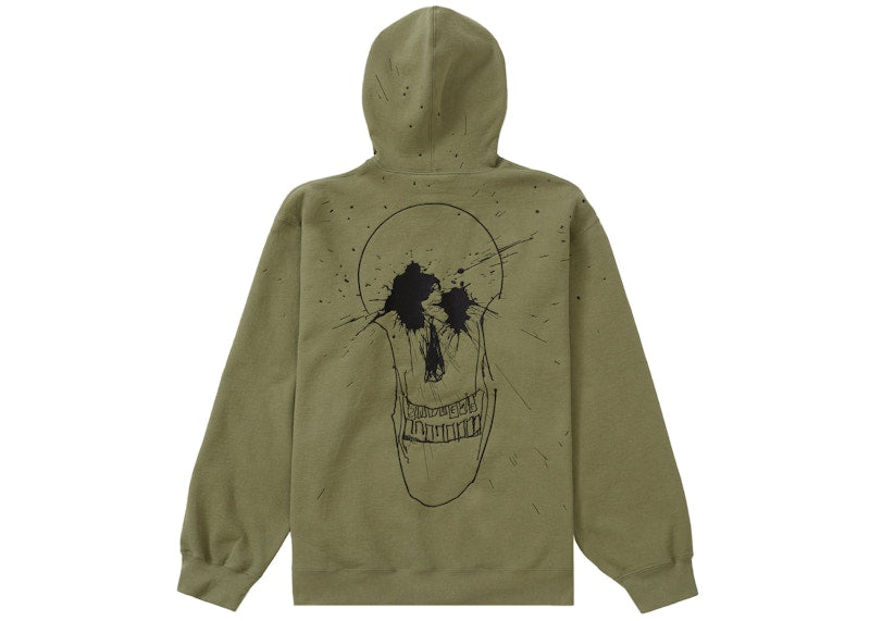 Supreme Ralph Steadman Skull Hooded Sweatshirt Light Olive