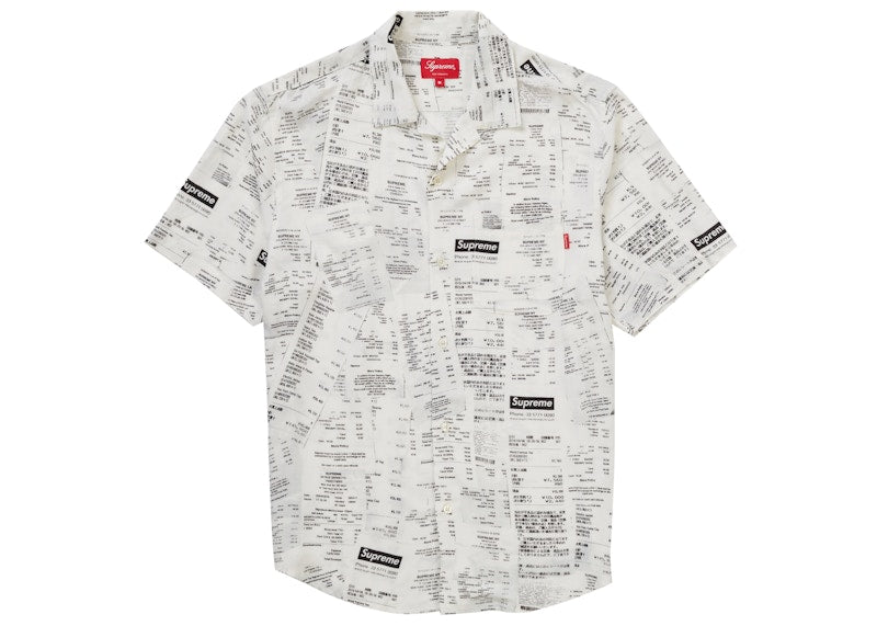 Supreme Receipts Rayon S/S Shirt White