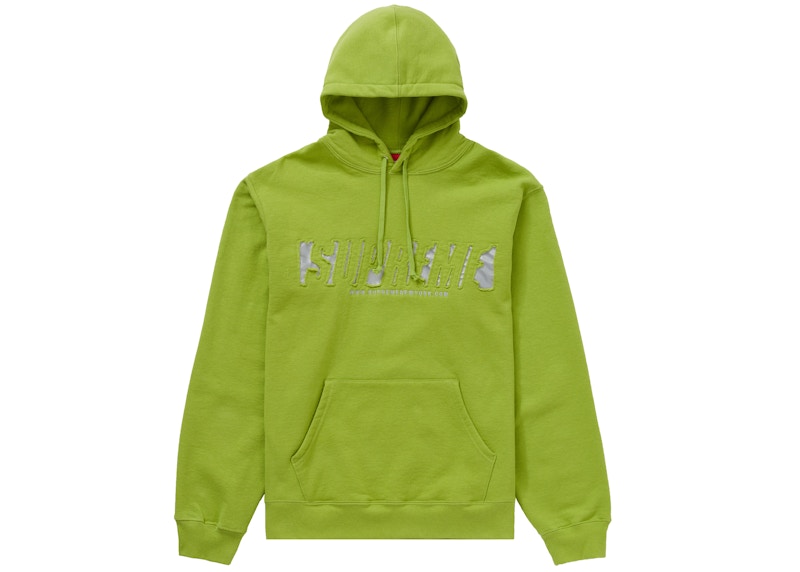 Supreme Reflective Cutout Hooded Sweatshirt Lime