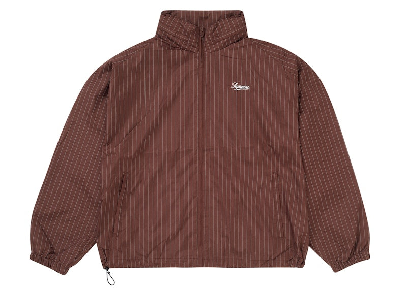 Supreme Reflective Pinstripe Track Jacket Brown