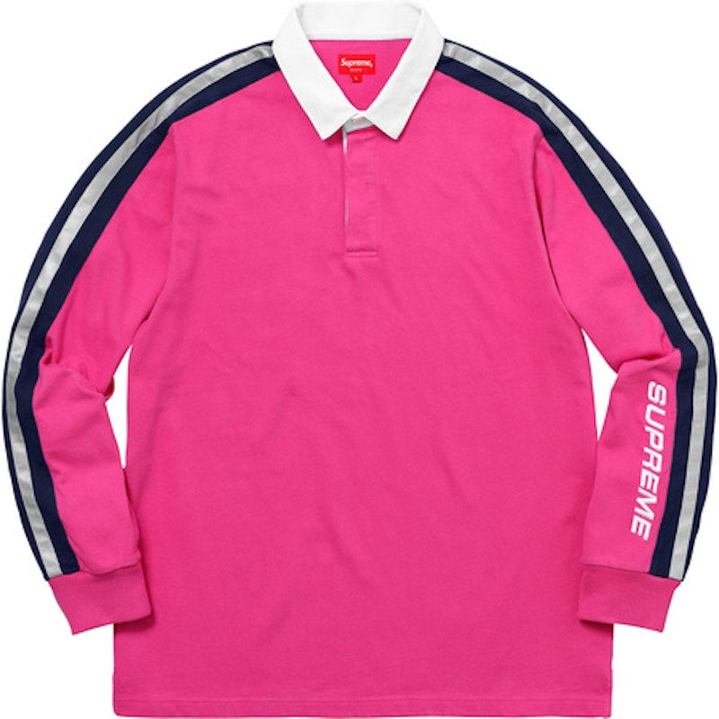 Supreme Reflective Sleeve Stripe Rugby Pink