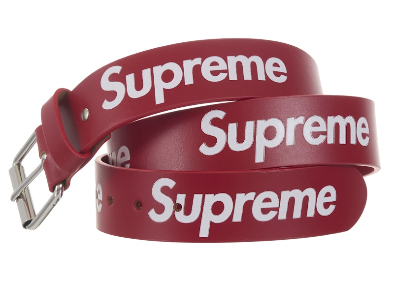 Supreme Repeat Leather Belt (FW25) Red