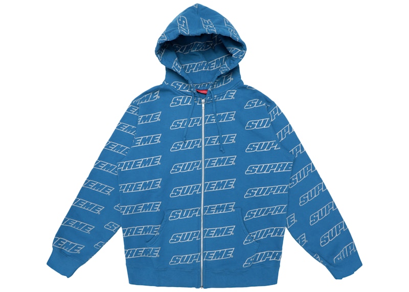 Supreme Repeat Zip Up Hooded Sweatshirt Dark Aqua