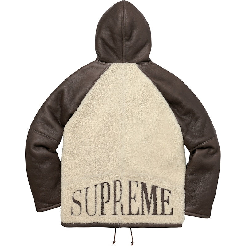 Supreme Reversed Shearling Hooded Jacket Brown