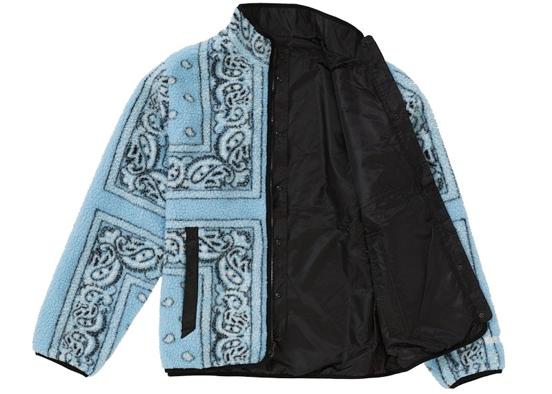 Supreme Reversible Bandana Fleece Jacket Light Blue