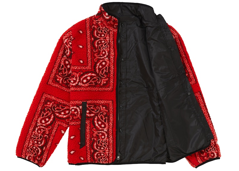 Supreme Reversible Bandana Fleece Jacket Red