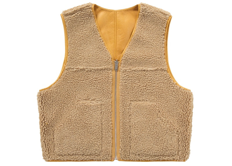 Supreme Reversible Faux Shearling Work Vest Yellow