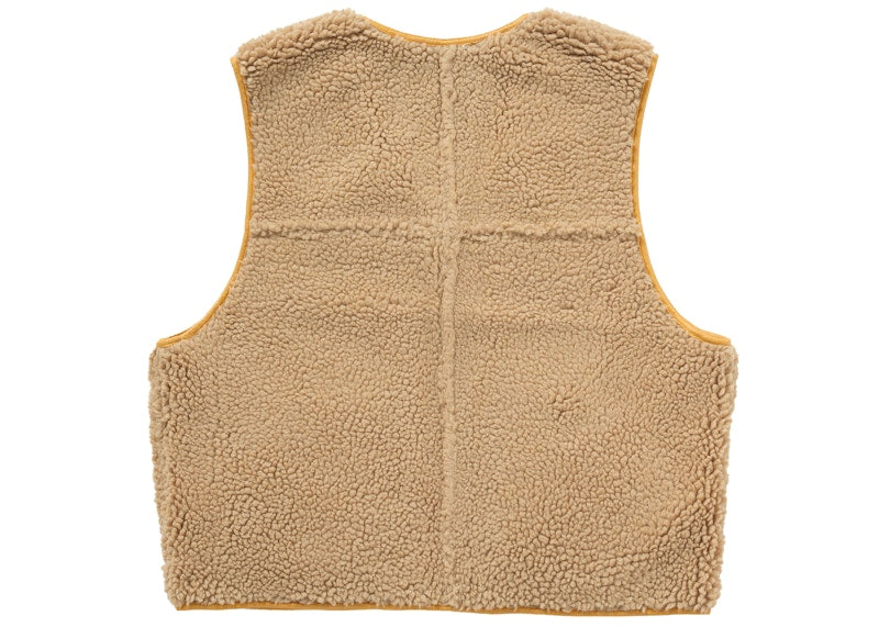 Supreme Reversible Faux Shearling Work Vest Yellow