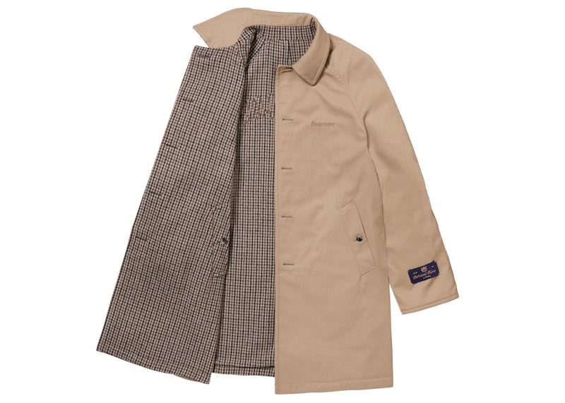 Supreme Reversible Houndstooth Overcoat Tan