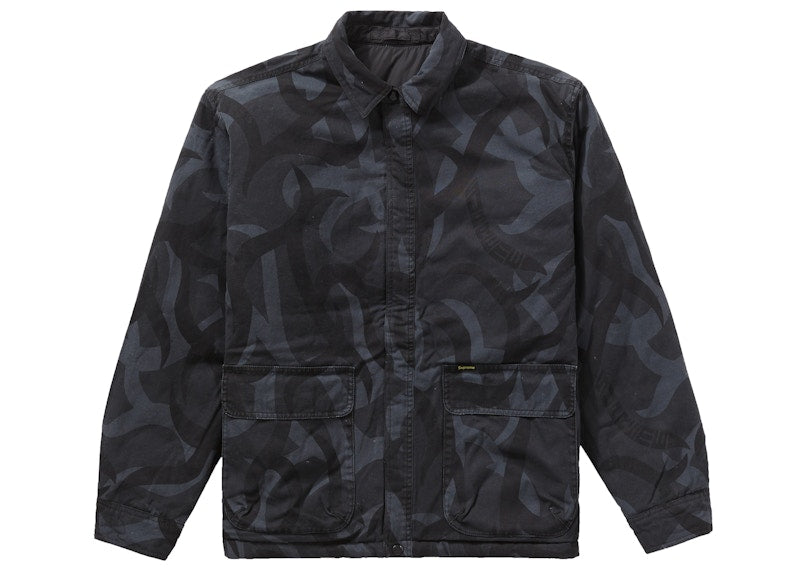 Supreme Reversible Puffy Work Jacket Black Tribal Camo