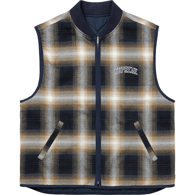 Supreme Reversible Shadow Plaid Vest Navy