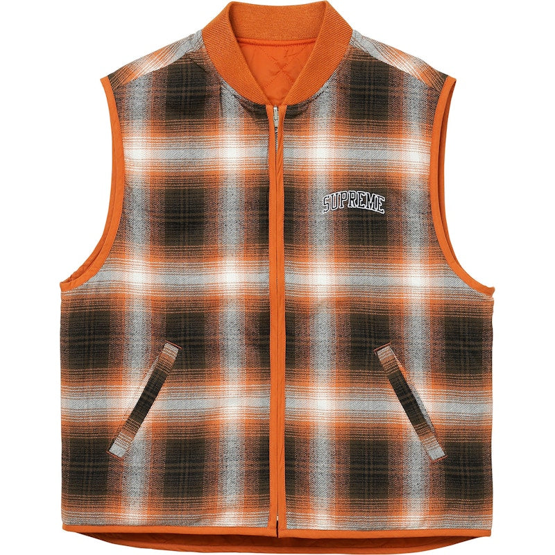 Supreme Reversible Shadow Plaid Vest Rust