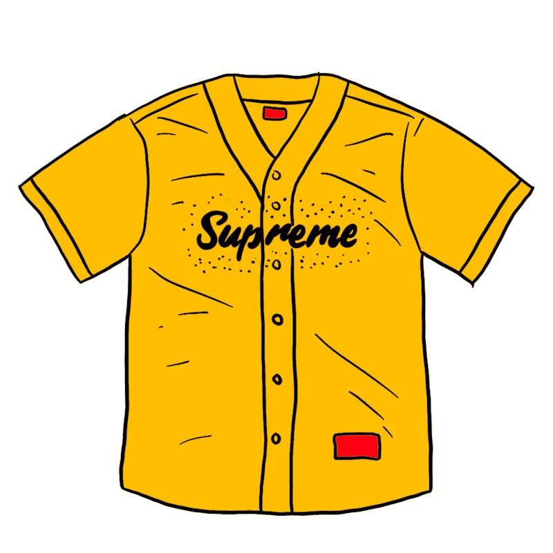 Supreme Rhinestone Baseball Jersey Yellow
