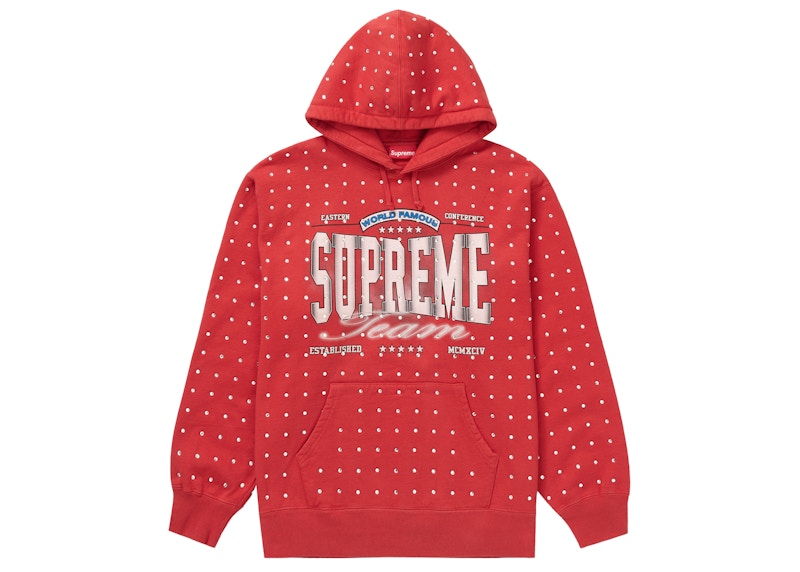 Supreme Rhinestone Hooded Sweatshirt Burnt Red