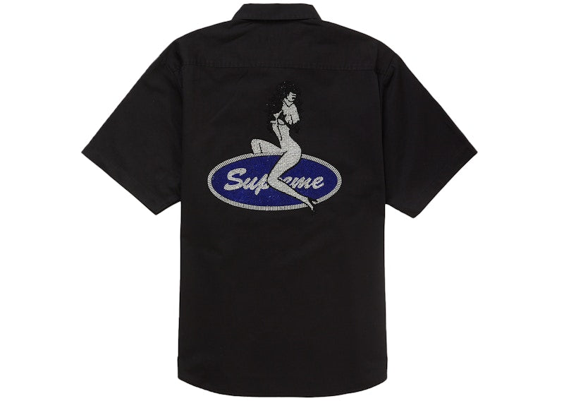 Supreme Rhinestone Pin Up S/S Work Shirt Black