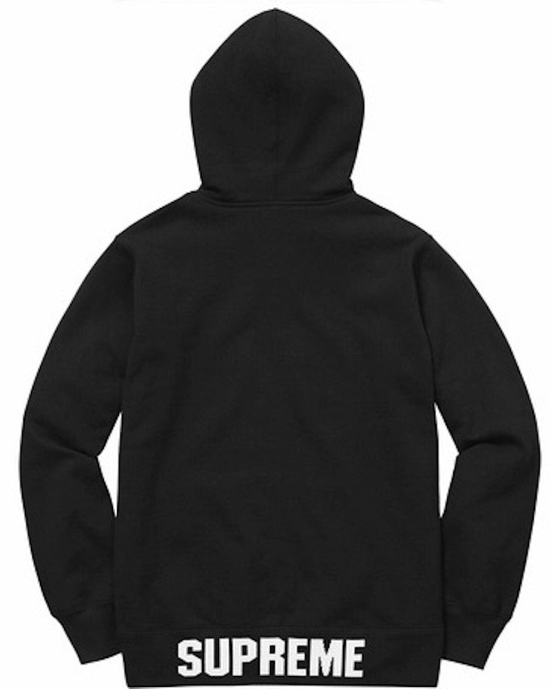Supreme Rib Logo Zip Up Hoodie Black