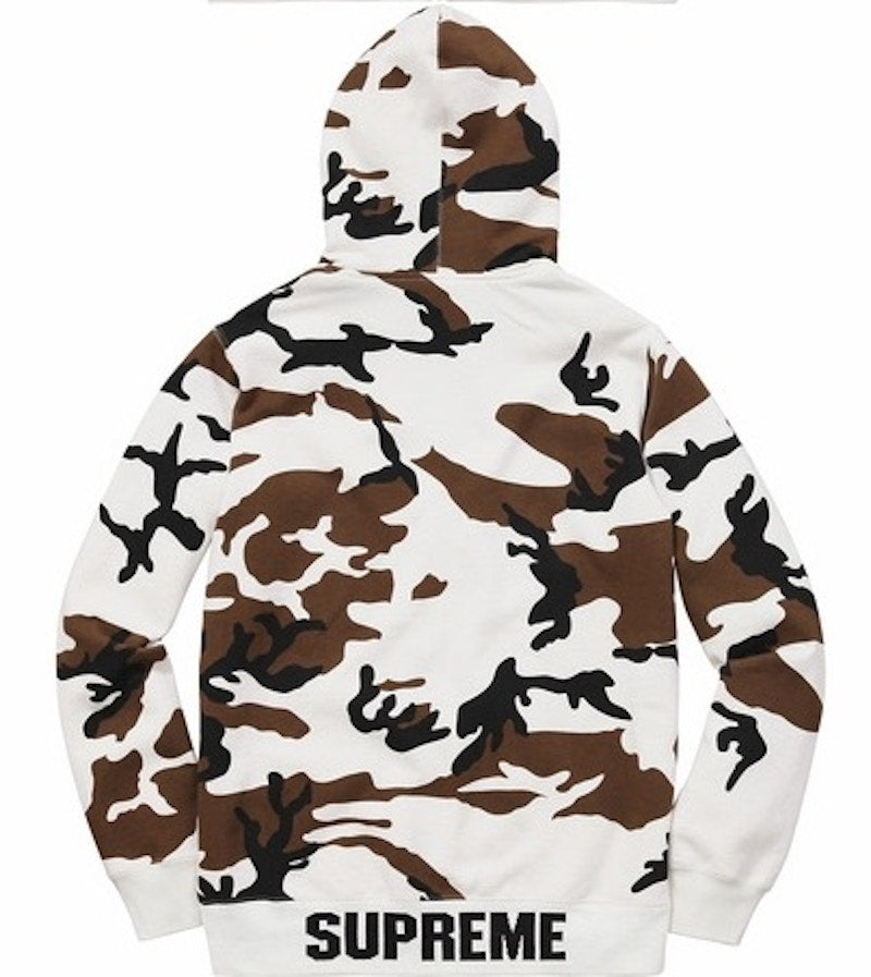 Supreme Rib Logo Zip Up Hoodie Brown Camo