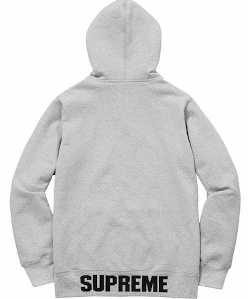 Supreme Rib Logo Zip Up Hoodie Heather Grey