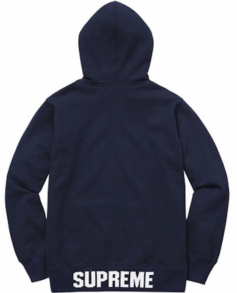 Supreme Rib Logo Zip Up Hoodie Navy