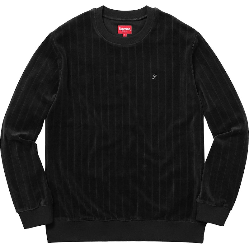 Supreme Ribbed Velour Crewneck Black