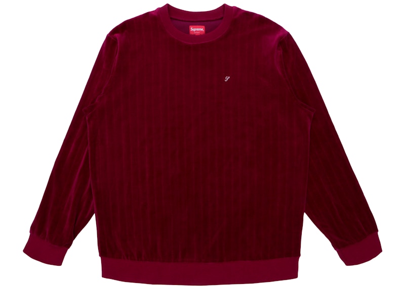 Supreme Ribbed Velour Crewneck Burgundy