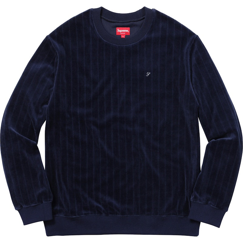 Supreme Ribbed Velour Crewneck Navy